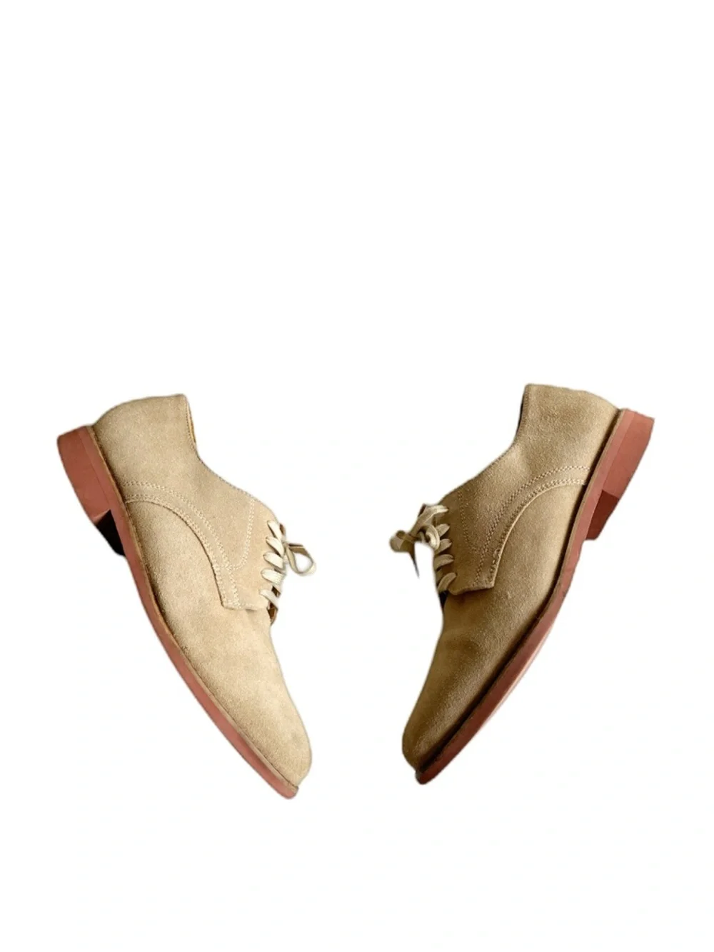 Cole Haan Men’s Great Jones Oxfords Shoes Size 7.5 Cream Beige Suede Derby Dress